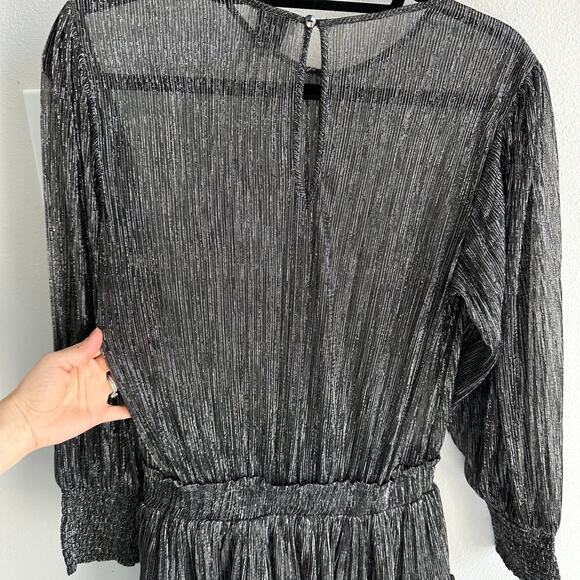 Misa Los Angeles Black Metallic Long Sleeve Tiered Mini Dress Size Small - Picture 7 of 7